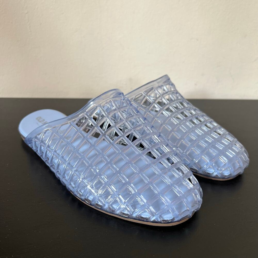 Old Navy Periwinkle Lavender Jelly Fishnet Sandal Slip On Flat Mules 6